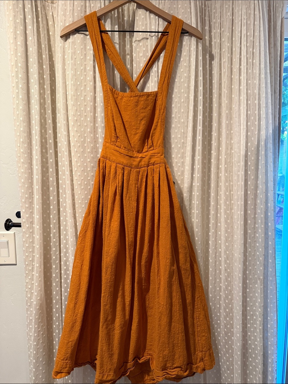 Free People Burnt Orange Pinafore Midi Dress